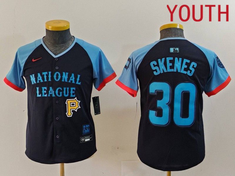 Youth Pittsburgh Pirates #30 Skenes Blue All star 2024 Nike MLB Jersey style 6->women mlb jersey->Women Jersey